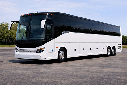 56-passenger charter bus available for charter in West Des Moines, IA